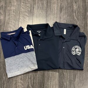 3 Navy Golf Polos -Antigua, Adidas Size L
